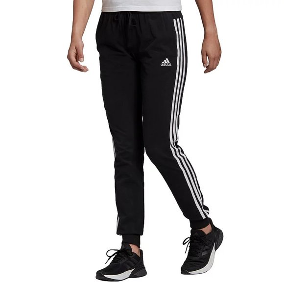 Adidas Fleece Joggers Black White Stripes NWT - Picture 6 of 7